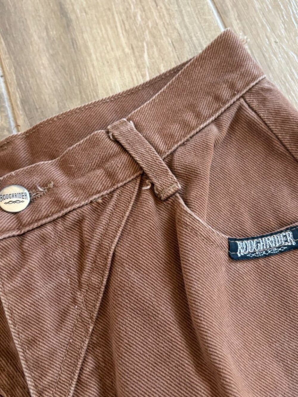 Vintage Roughrider Jeans Women's 7/8 Brown Western Bareback Texas Star Rodeo - Picture 2 of 8